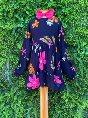 Vestido Flores Manga