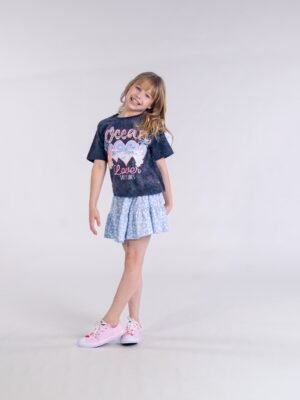 Short Saia Floral Azul